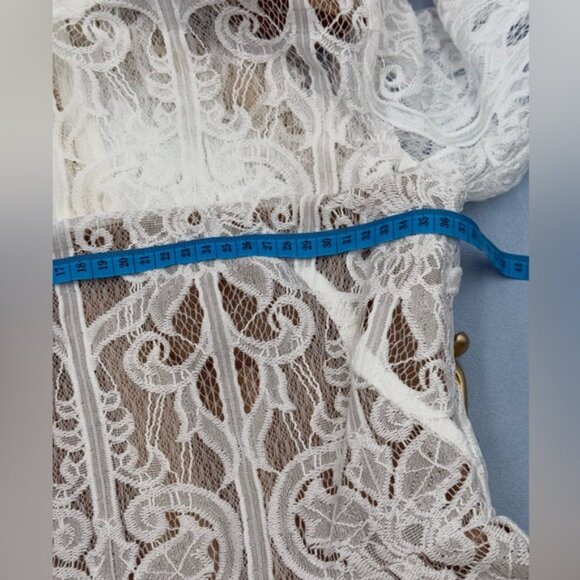 🆕 BRONX & BANCO 🧿 NWOT Casey White Lace Long Sleeve Mini Dress, Sz  XS / US 2 - Picture 15 of 16
